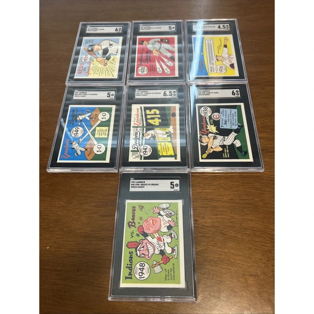 Lot Of 7 Rare 1967-68 Laughlin World Series Baseball Card #13,17,35,36,44,45,46